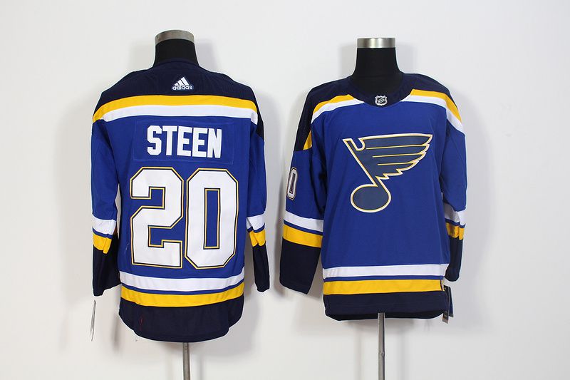 Men St. Louis Blues #20 Steen Blue Hockey Stitched Adidas NHL Jerseys